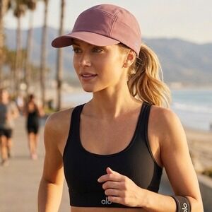 Janji Run Everywhere Cap Mauve Pink Zipper Pocket Running Hat Adjust able
